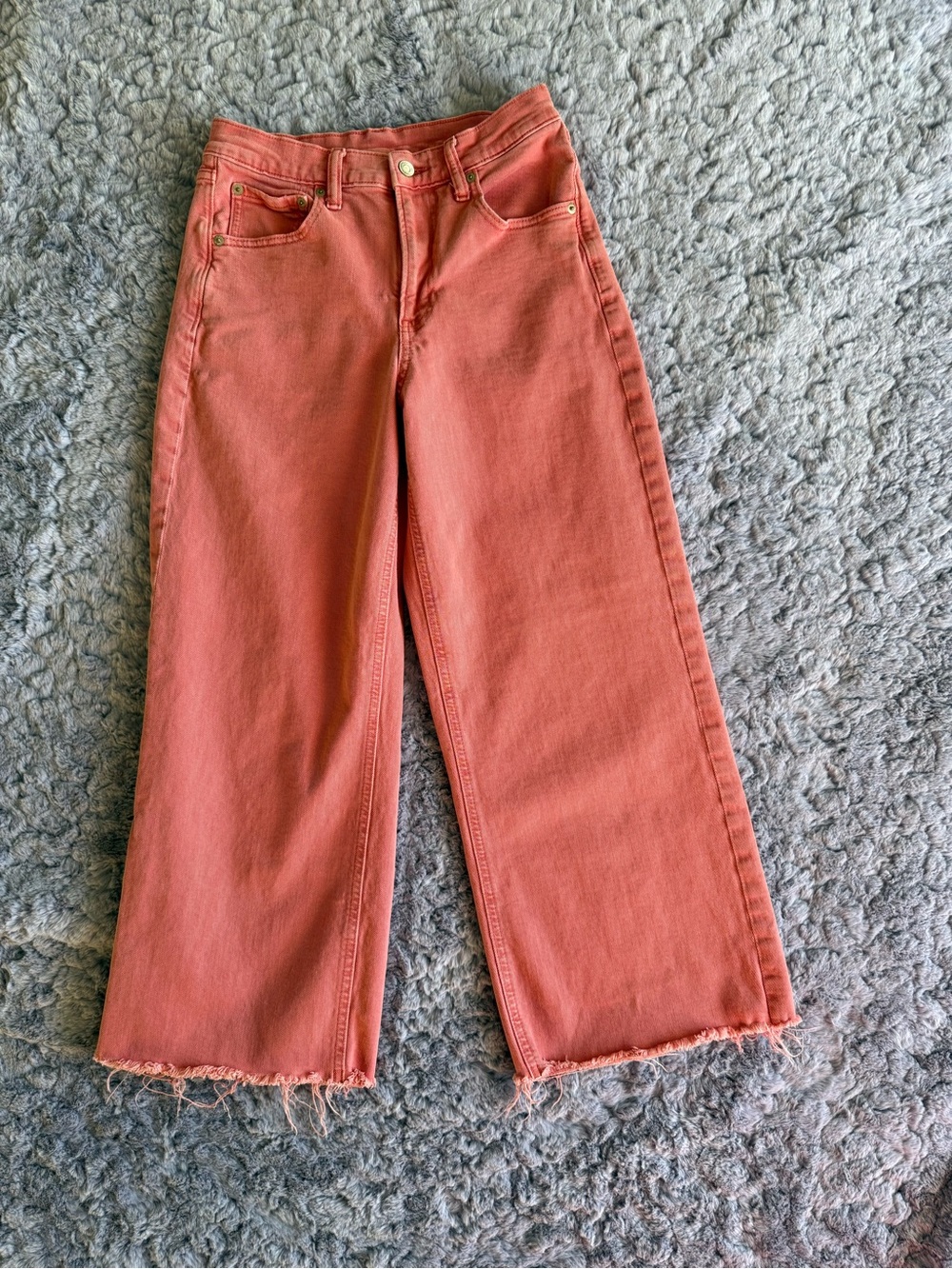 GAP | Wide-Leg Raw Hem Pants | Light Red | 27